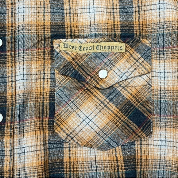 Jesse James Work Wear West Coast Choppers Plaid Long Sleeve size Large - Picture 3 of 11